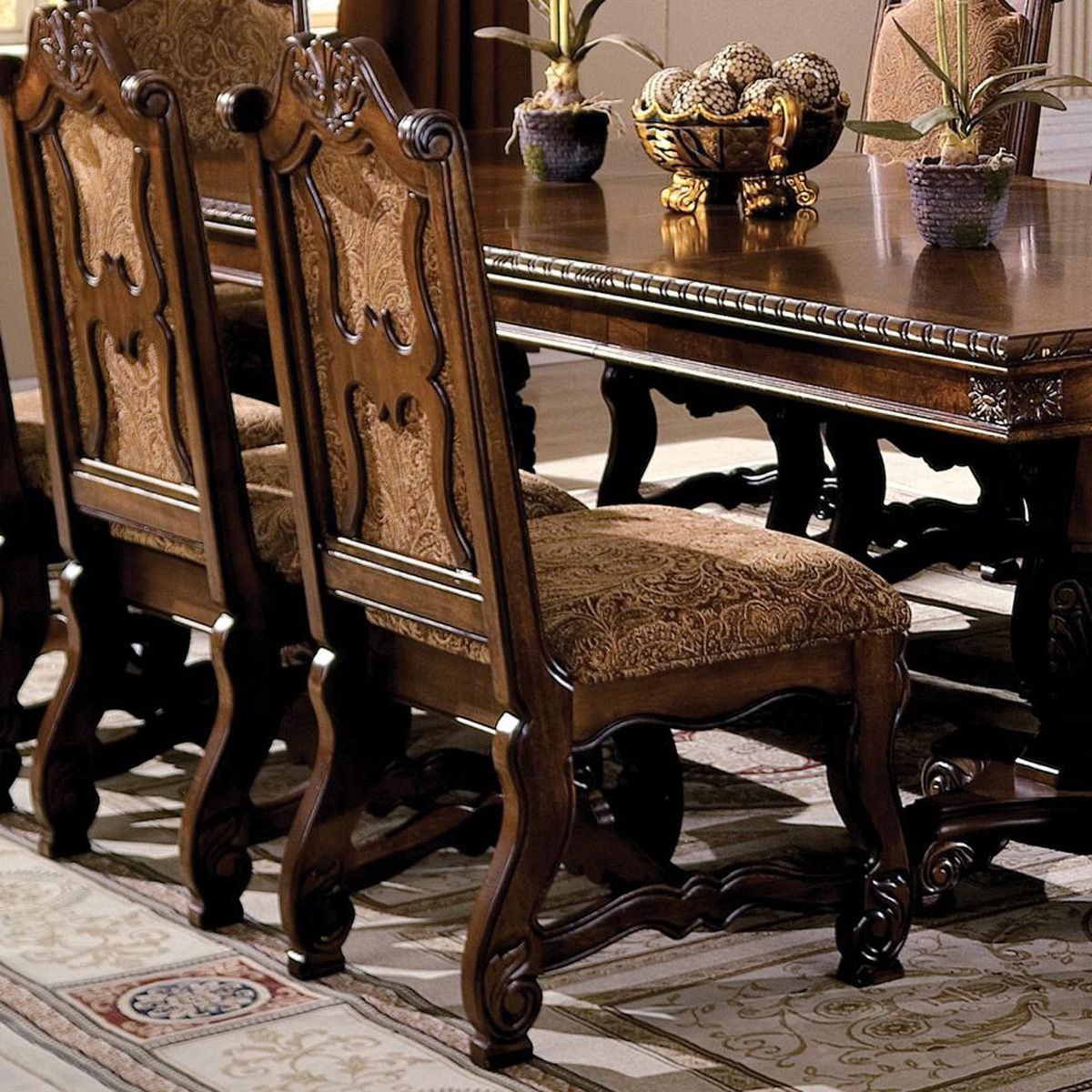 Crown Mark Neo Renaissance Dining Side Chair in Warm Brown (Set of 2) 2401S
