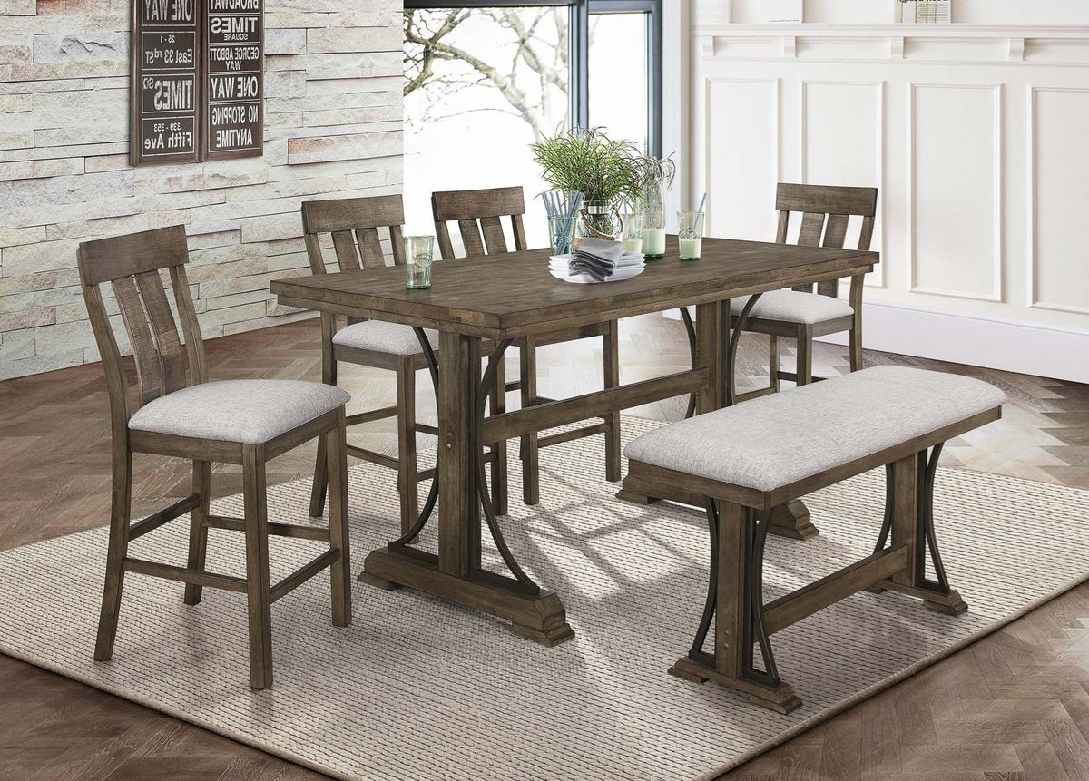 Crown Mark Quincy Counter Height Bench in Light Brown 2831-BENCH